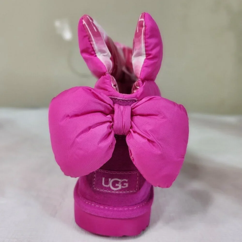 Ugg Kids Bailey Bow Maxi Wavelength Boots Pink NWOB Size 5